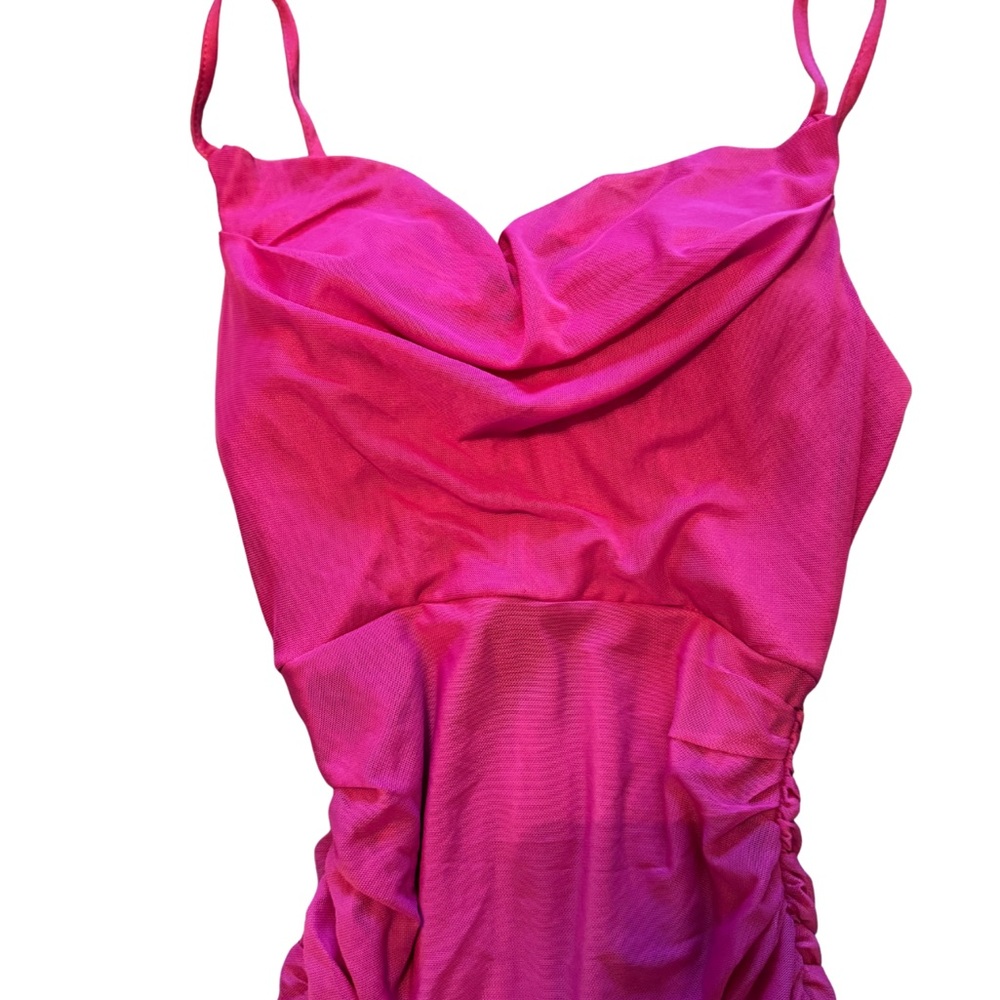Hello Molly Hot Pink Ruched Dress Elegant - Picture 5 of 10